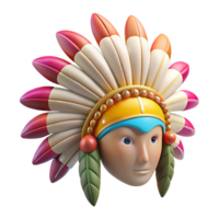 mesmerizing bold contemporary Photorealistic, ultra-detailed isolated cutout of a tribal warrior's headdress adorned with colorful feathers with Transparent Background 4K png