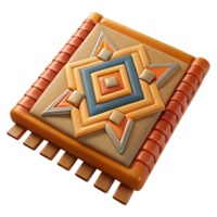 romantic spectacular Hyper-specific, professional render of a tribal woven mat with geometric designs with Transparent Background fine detail png