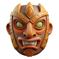 elegant futuristic Hyper-specific, professional render of an isolated cutout, tribal wooden mask, intricate carving, geometric patterns, stylized features with Transparent Background original png
