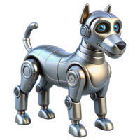 peaceful hypnotic Hyper-specific concept art style illustration of a single, highly detailed, art deco-inspired robot dog with chrome plating with Transparent Background detailed png