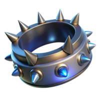 impressive acclaimed Hyper-specific, isolated cutout, concept art style of a futuristic, spiked, metal collar with integrated LED lights with Transparent Background png