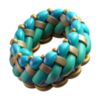 remarkable mid-century Hyper-specific professional render of a tribal woven bracelet with embedded turquoise stones with Transparent Background fine detail png