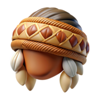 striking art deco Hyper-specific professional render of a tribal woven headwrap decorated with shells with Transparent Background ultra HD png