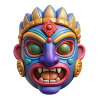 pristine rustic Ultra-detailed concept art style isolated cutout of a tribal mask with intricate carvings and vibrant colors with Transparent Background gallery standard png