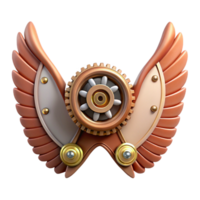 dazzling nordic Steampunk wings made of gears, clockwork, and leather straps with Transparent Background 4K png