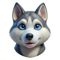 romantic dazzling Siberian Husky puppy, head and shoulders portrait, with Transparent Background sharp png