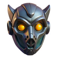 serene quintessential Cyberpunk mask, glowing eyes, intricate design with Transparent Background png