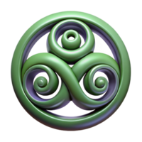 exquisite rare Concept art style, ultra-detailed, professional render of a single Celtic Triskele symbol, isolated cutout, hyper-specific with Transparent Background png