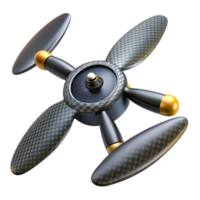 memorable artistic Hyper-specific, ultra-detailed, professional render of a single, carbon fiber drone propeller, isolated cutout with Transparent Background high quality png