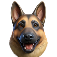 distinctive rustic Professional render, ultra-detailed, hyper-specific image of a single German Shepherd dog head, alert expression, isolated cutout, with Transparent Background studio quality png