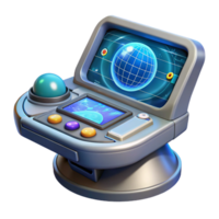 stunning inspired Spaceship navigation console, holographic map, interactive display with Transparent Background png