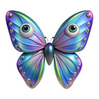 captivating coastal Hyper-specific, isolated cutout of a single, iridescent butterfly wing with human eyes patterned across it with Transparent Background premium png