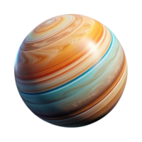 hypnotic coastal Photorealistic, hyper-specific professional render of a single, gas giant planet, swirling atmospheric bands with Transparent Background perfect clarity png