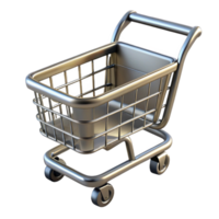 hypnotic notable A shopping cart, empty and metallic with Transparent Background png