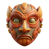passionate hypnotic Ultra-detailed, isolated cutout of a single, stylized, mask with intricate tribal patterns and textures, professional render with Transparent Background fine detail png