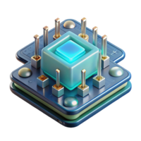 mesmerizing unparalleled Isolated cutout, ultra-detailed concept art style rendering of a single, futuristic, glowing circuit board with Transparent Background png
