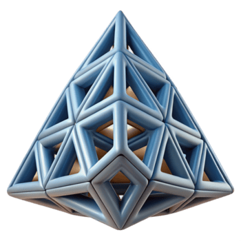 hypnotic notable Hyper-specific, photorealistic render of an isolated, complex, geometric fractal, resembling a Sierpinski triangle with Transparent Background png