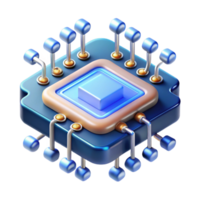 quintessential victorian Artificial intelligence chip with complex circuitry and glowing nodes with Transparent Background original png