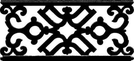 Ornate vintage ironwork design with symmetrical patterns and scroll motifs. vector