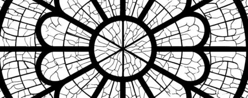 Engraved stained glass rose window design featuring intricate geometric patterns. vector