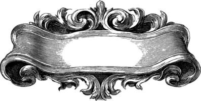 Ornamental engraved banner design for decorative and vintage projects. vector
