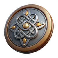 celebrated avant-garde Concept art style, ultra-detailed, isolated cutout of a single Celtic shield, circular, patterned, hyper-specific with Transparent Background handcrafted png