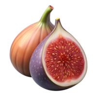splendid unparalleled Photorealistic, ultra-detailed, isolated cutout of a single, ripe fig, sliced open to reveal the inside with Transparent Background png