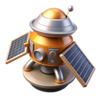 notable organic Ultra-detailed, professional render, concept art style, isolated cutout of a single, robotic space probe with deployed solar panels with Transparent Background top-tier png