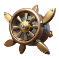 ethereal breathtaking Hyper-specific, isolated cutout of a steampunk airship propeller with intricately designed blades and a central hub Professional render with Transparent Background artisan png
