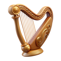beautiful tropical Concept art style, hyper-specific, photorealistic render of a single Celtic harp, ornate, isolated cutout with Transparent Background ultra HD png