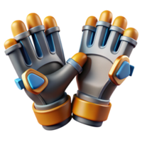 standout geometric Hyper-specific, concept art style, isolated cutout of a pair of fingerless gloves with integrated hacking tools, ultra-detailed with Transparent Background professional png