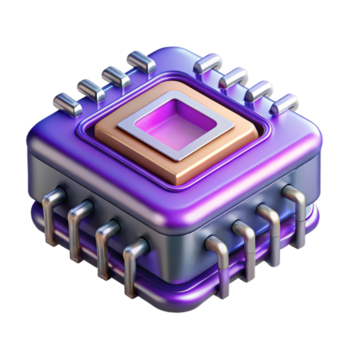 spettacolare acclamato iperspecifico concetto arte stile rendere di un' separare, isolato quantistico computer processore, ultra dettagliato con trasparente sfondo png