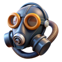 enchanting whimsical nordic Ultra-detailed, photorealistic render Isolated cutout of a retro-futuristic gas mask with tinted lenses and a flexible hose with Transparent Background detailed png