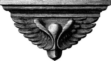 Vintage architectural laurel with wings design for classical ornamentation. vector