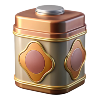 tranquil captivating Photorealistic, isolated cutout of a vintage tea tin with a decorative label with Transparent Background high resolution png