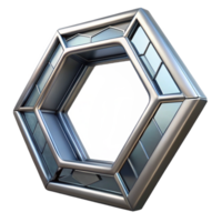 gorgeous sought-after Concept art style rendering of a futuristic, metallic, isolated window frame with intricate hexagonal patterns with Transparent Background png