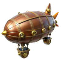 enchanting impressionist Steampunk zeppelin miniature with intricate detailing with Transparent Background detailed png