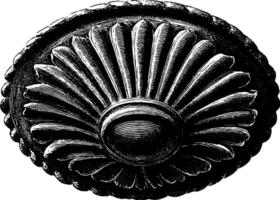 Vintage black and white decorative round ornamental shell pattern. vector