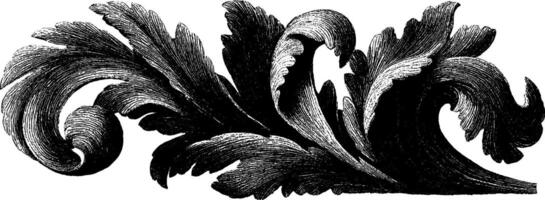 Elegant engraved swirl of leaves design for decoration and print projects. vector