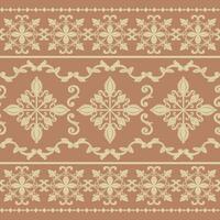 Beautiful Florals Royal Gold Brown Caramel Theme. Intricate Rich Pattern Baroque Style Seamless Border Pattern Design for Wealth Expression Scroll Ornate Exquisite Fabrics Bedsheet Interior Textiles vector