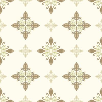 Luxury Victorian Scroll Ornate Botanical Style Brown Khaki Green on Light Beige Background. Classic Timeless Intricate Monogram Seamless Pattern Opulence Filigree Repeat for Decorate Textiles