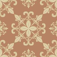 Sense of Opulence Delicate Gold Rich Texture On Brown Caramel Background Seamless Repeat Pattern Damask. Luxury Flourish Classical Scroll Ornament Baroque Style for Backdrop Wallpaper Silk Rug vector