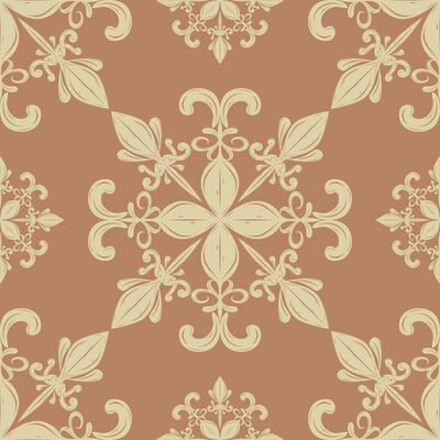 Sense of Opulence Delicate Gold Rich Texture On Brown Caramel Background Seamless Repeat Pattern Damask. Luxury Flourish Classical Scroll Ornament Baroque Style for Backdrop Wallpaper Silk Rug