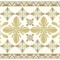 Ornate Scroll Artistic Olive Color and Brown on Light Beige Background Seamless Border Pattern. Victorian Baroque Square in Version of Medieval Design for Decoration Embroidery Cross Stitch Textiles vector