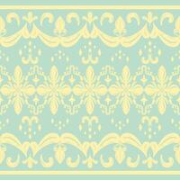 Gorgeous Geometric Crown and Scroll Ornate Florals Victory Wing with Yellow on Green Background. Intricate Symmetrical Baroque Style for Traditional Motif Renaissance Pattern Decoration Attire Textile vector
