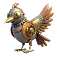 beautiful nordic Steampunk bird automaton with clockwork gears and flapping wings with Transparent Background top-tier png