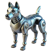 magnificent surreal Hyper-specific concept art style illustration of a single, highly detailed, art deco-inspired robot dog with chrome plating with Transparent Background refined png