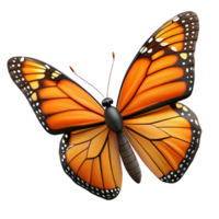 breathtaking quintessential Hyper-specific professional render of an isolated cutout single monarch butterfly Danaus plexippus with wings fully spread, dorsal view, with Transparent Background png