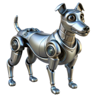 vibrant iconic Hyper-specific concept art style illustration of a single, highly detailed, art deco-inspired robot dog with chrome plating with Transparent Background png