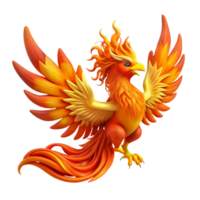 dynamic extraordinary A majestic phoenix, engulfed in flames, vibrant feathers with Transparent Background impeccable png